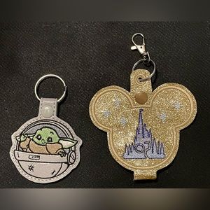 Disney 50th Anniversary Key rings/bag charms.  Baby Yoda & Mickey.